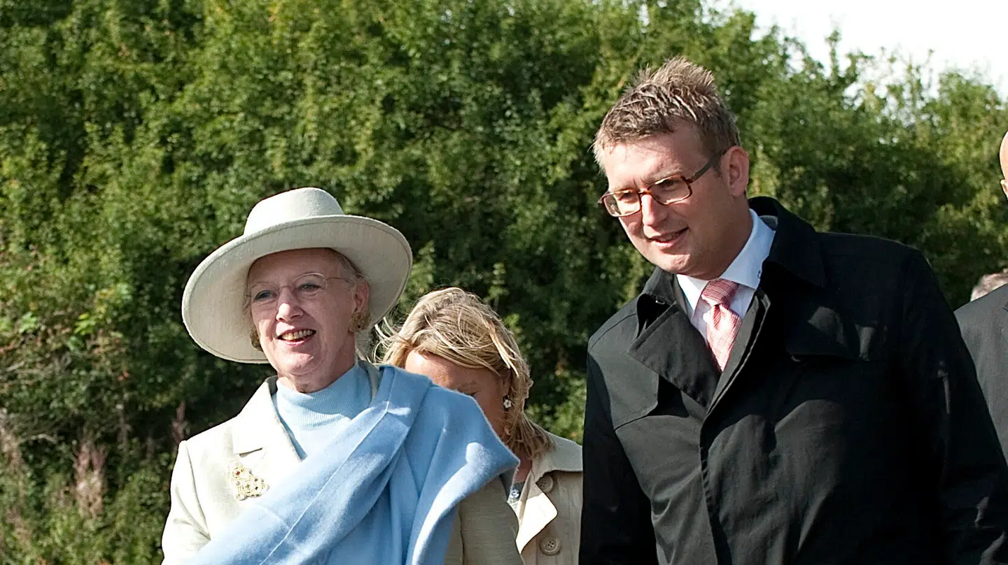 Dronning Margrethe og Troels Lund Poulsen fotograferet sammen ved indvielsen af Danmarks Nationalpark Mols Bjerge 29. august 2009.
