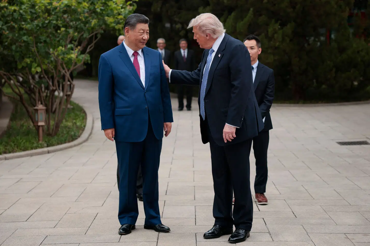 USA's præsident, Donald Trump, sammen med Kinas præsident, Xi Jinping, under et besøg i Beijing 15. maj. (Arkivfoto).