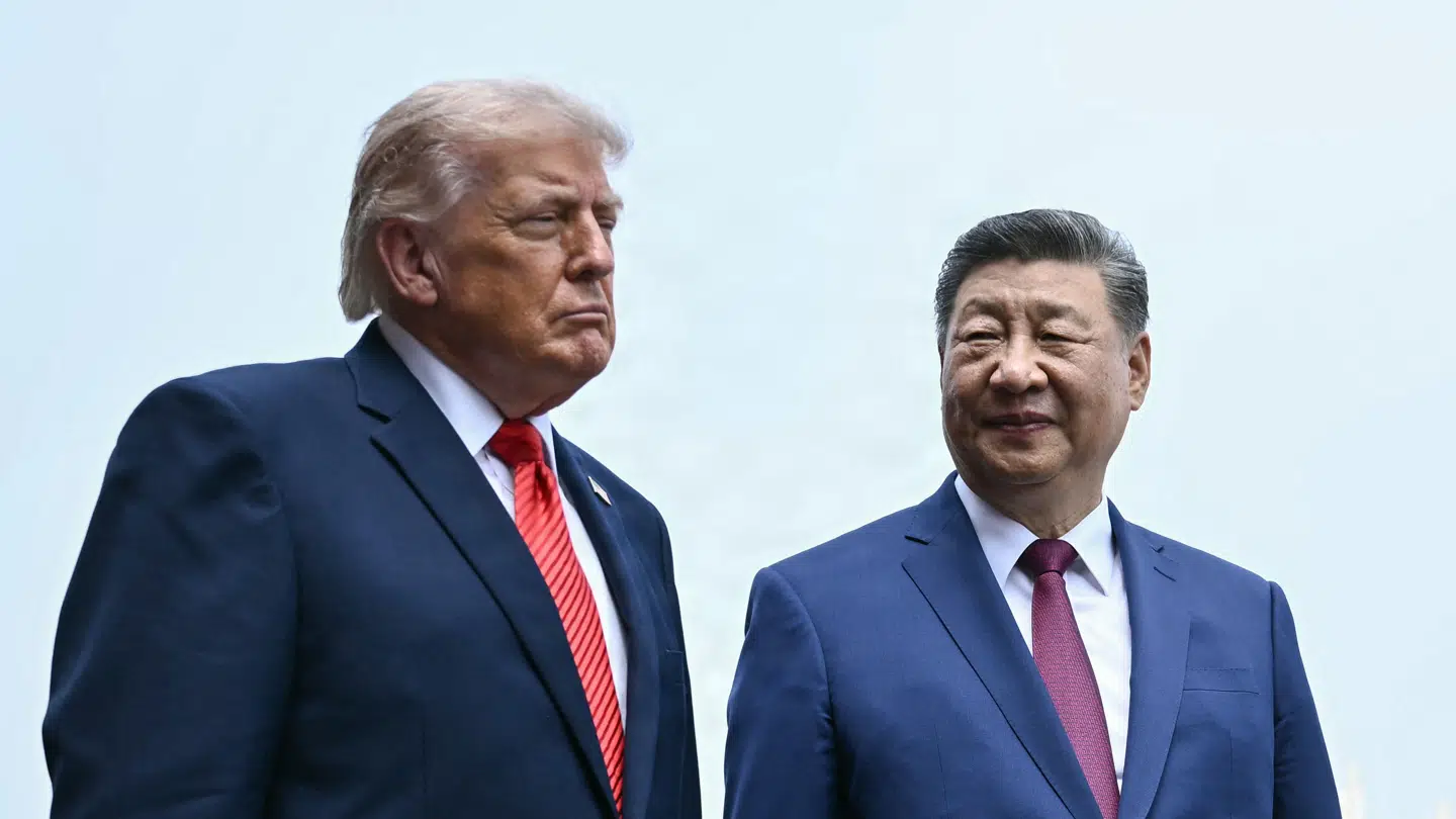 Kinas præsident Xi Jinping og USAs præsident Donald Trump under det aktuelle besøg i Beijing.