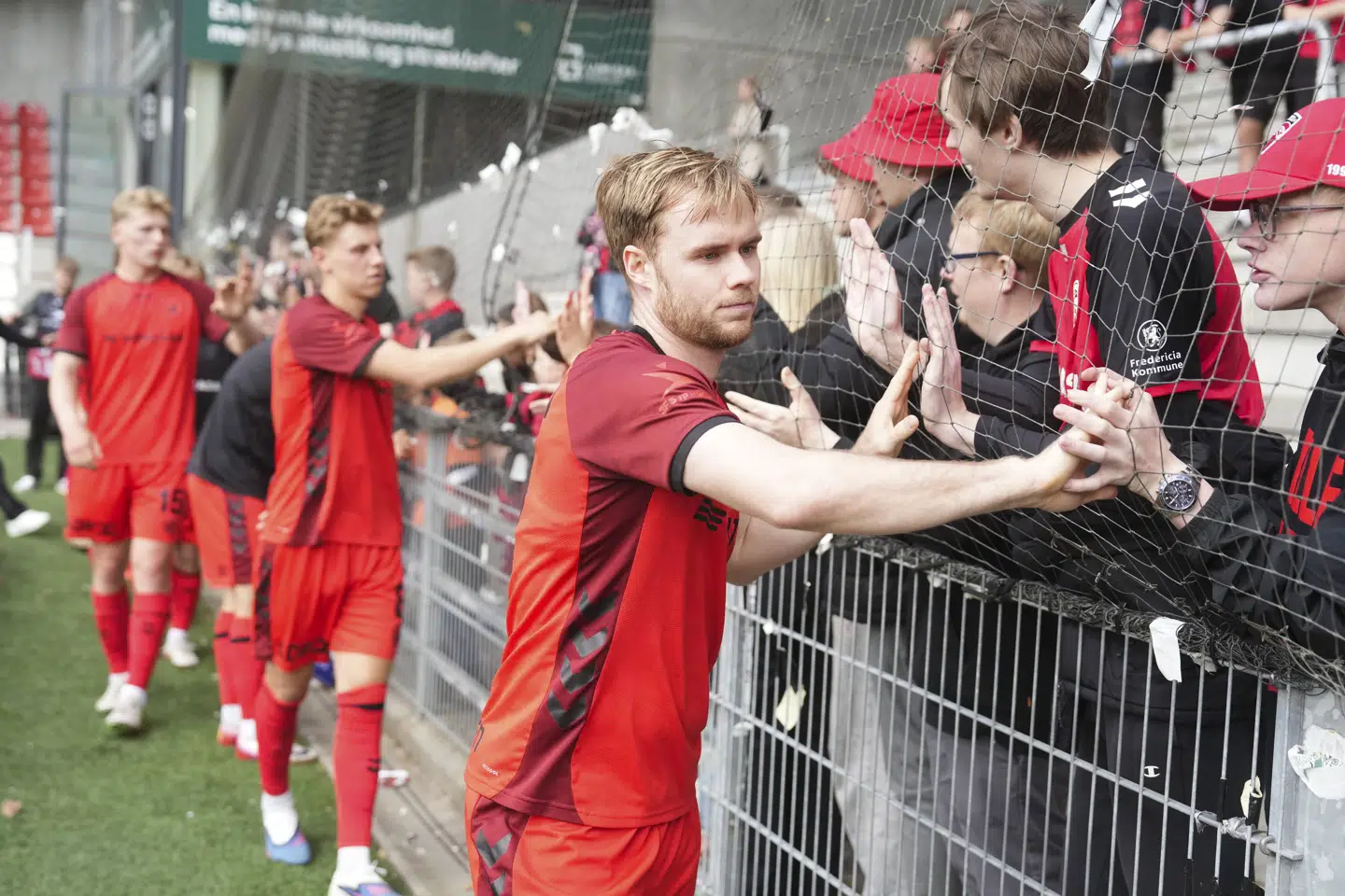 Gustav Marcussen var en af de spillere, der hjalp FC Fredericia op i Superligaen, men han kunne ikke forhindre, at klubben rykkede ned igen med det samme. Nu forlader han klubben. (Arkivfoto).