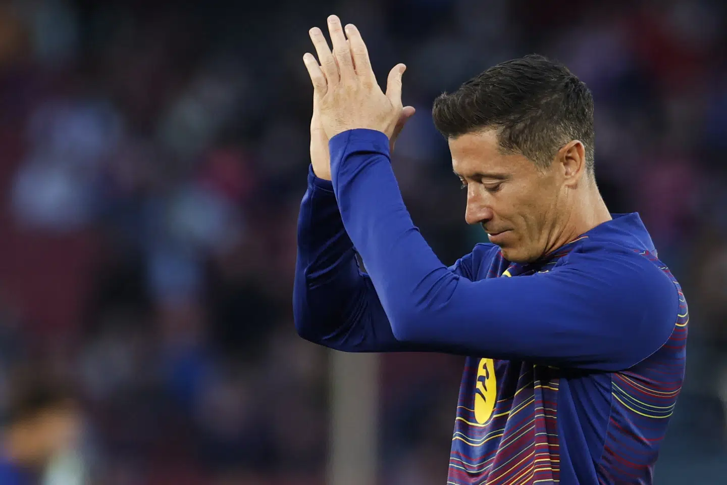 Barcelonas Robert Lewandowski spillede sin sidste kamp på hjemmebane søndag aften.