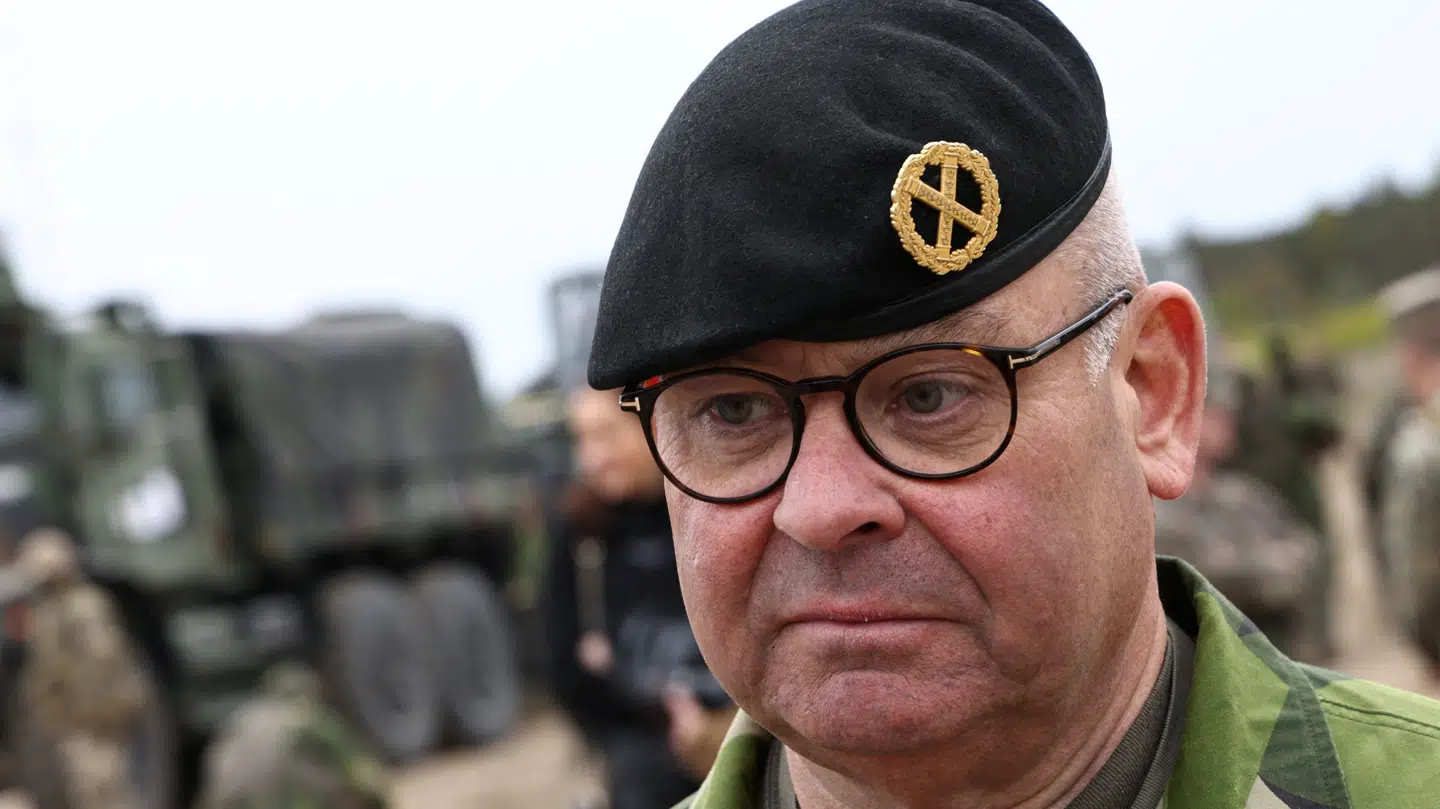 Den øverstkommanderende for det svenske forsvar, general Michael Claesson, i forbindelse med øvelsen 'Aurora 26'.