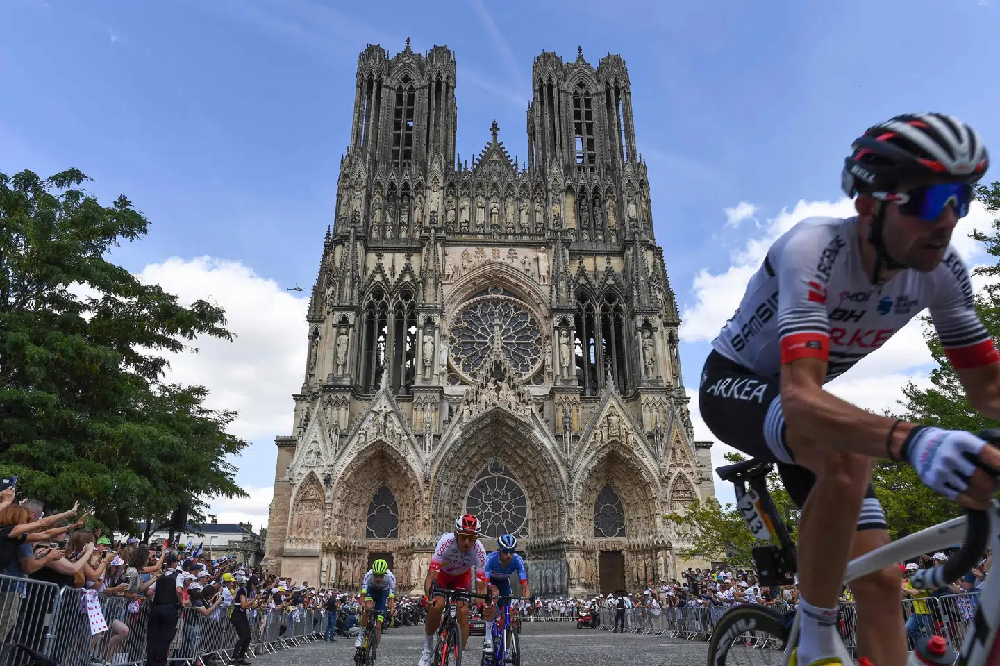 Tour de France-feltet var senest forbi Reims i 2019. I 2028 skal løbet starte i den franske by. (Arkivfoto).