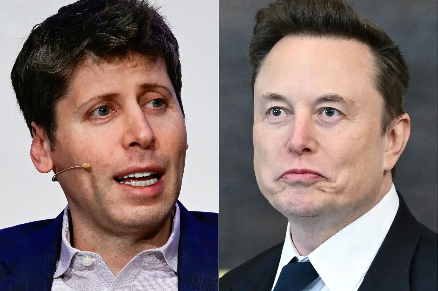 OpenAI - med Sam Altman, som ses til venstre, i spidsen - har hævdet, at Elon Musk, som ses til højre, forlod selskabet frivilligt efter et mislykket forsøg på at overtage kontrollen. (Arkivfoto).