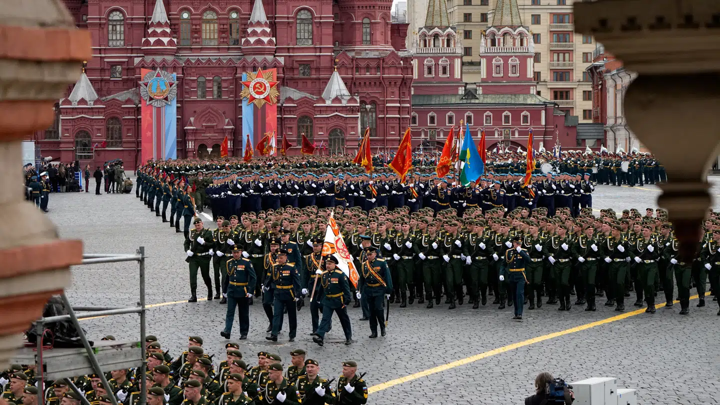 Sejrsdagsparaden i Moskva den 9. maj 2026. Paraden var den mindste i løbet af Putins tid som leder af Rusland.