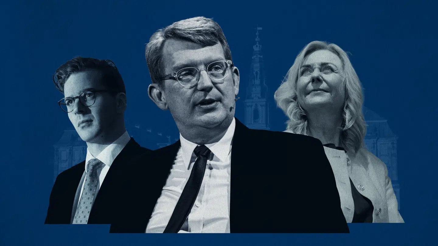 Fra venstre: Alex Vanopslagh (LA), Troels Lund Poulsen (V), Mona Juul (K). Foto: Mathias Svold, Søren Bidstrup, Asger Ladefoged, Lars Laursen/Biofoto/Ritzau Scanpix