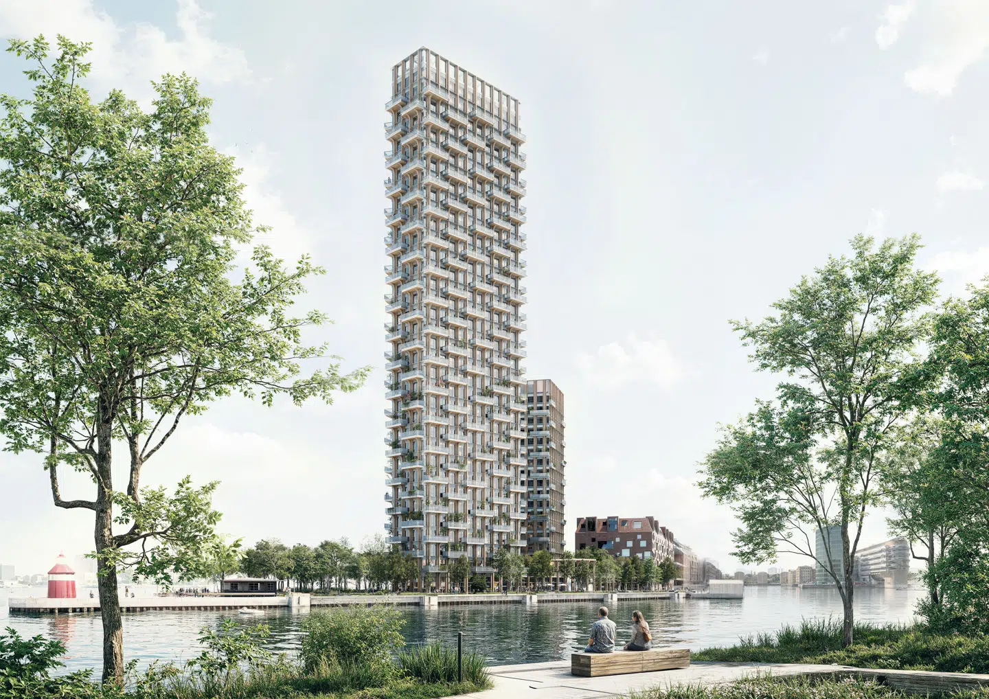 Det høje tårn for enden af kajen vil være på 120 meter – og 35 etager