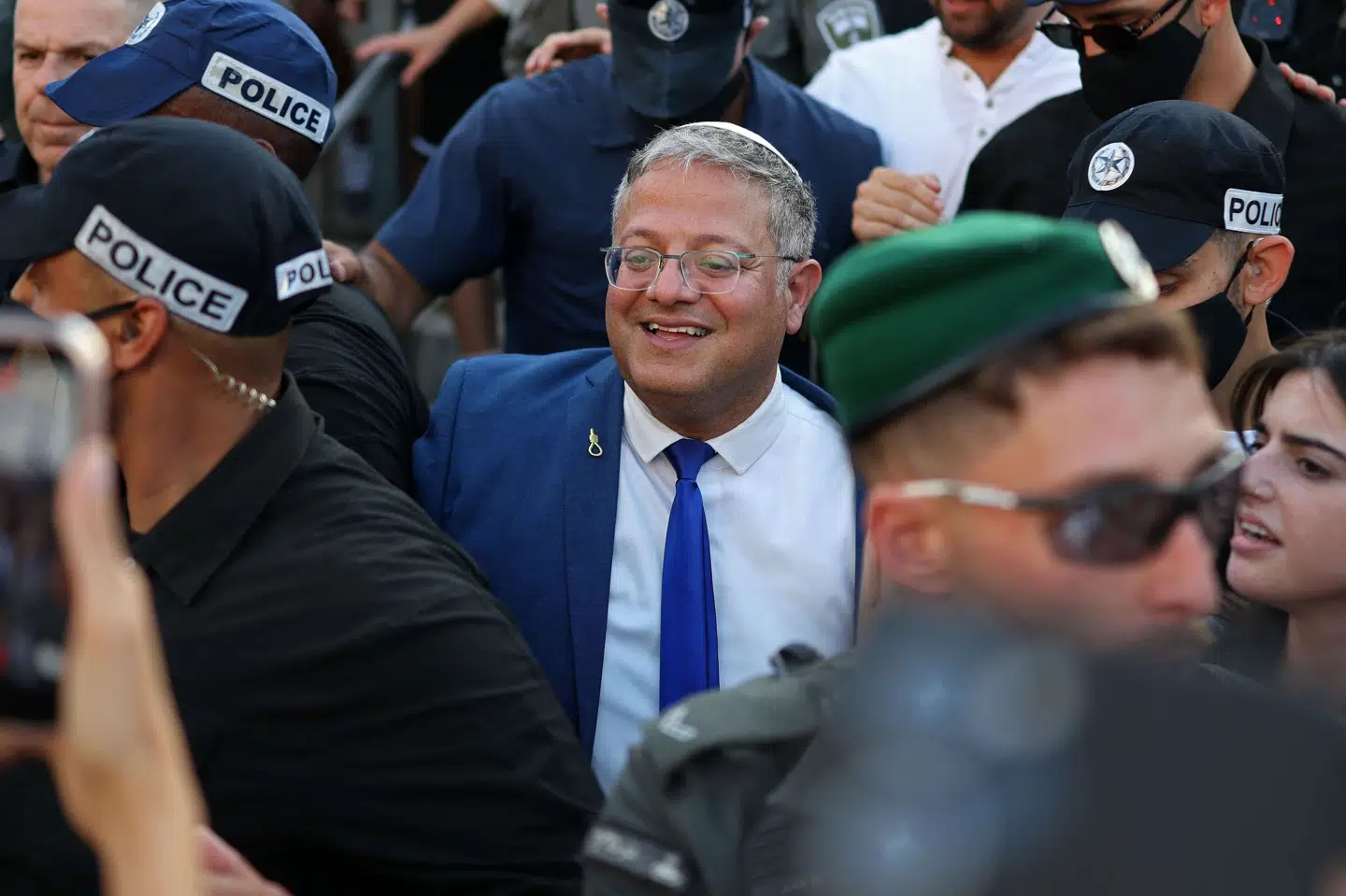 Israels nationale sikkerhedsminister, Itamar Ben-Gvir, delte videoen af aktivisterne, der nu deporteres væk fra Israel. (Arkivfoto).