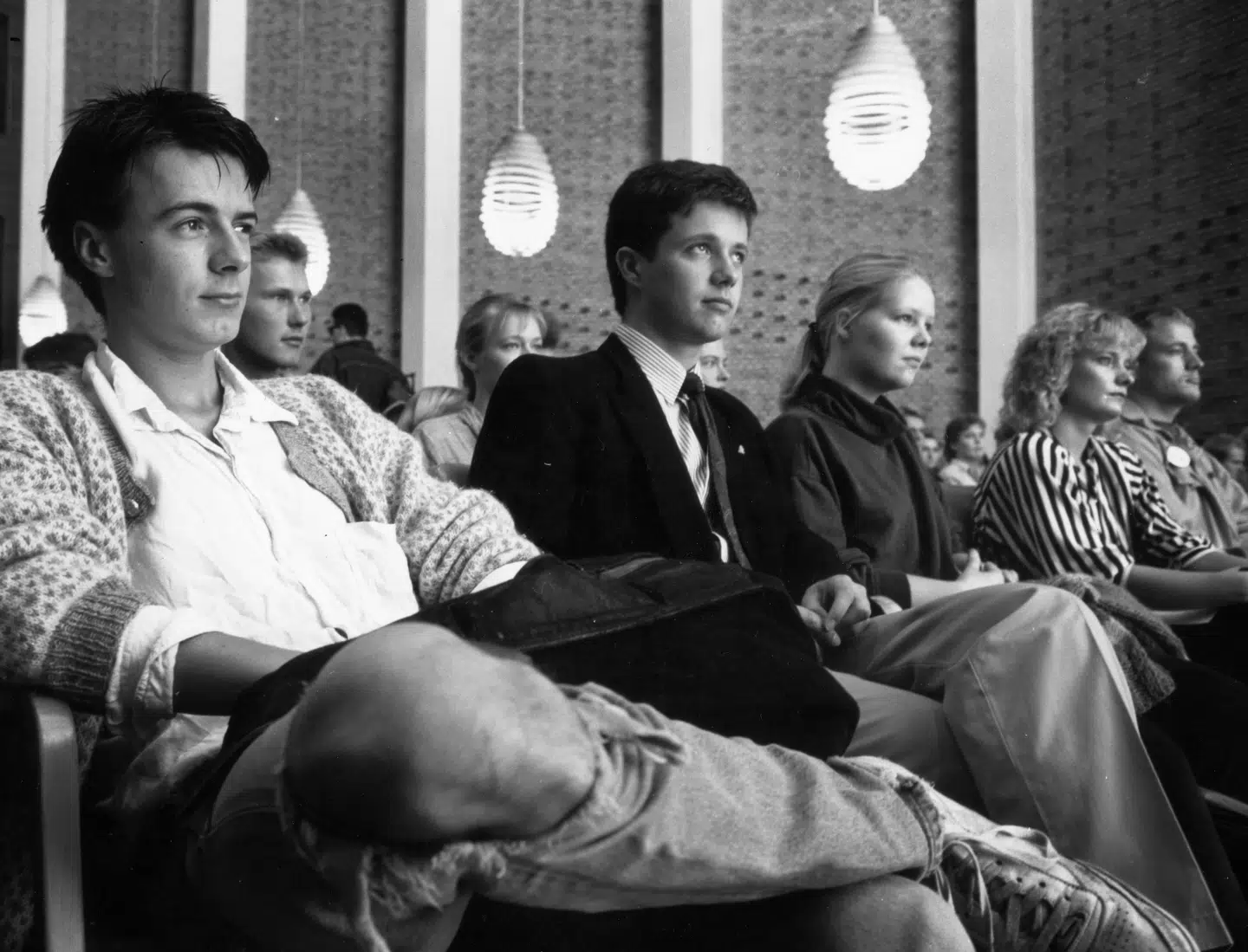 Kronprins Frederik under sin første dag på Aarhus Universitet i 1989.