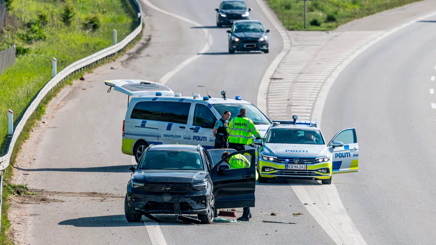 Politi til stede på Køge Bugt motorvejen nær Køge, fredag den 22. maj 2026.
