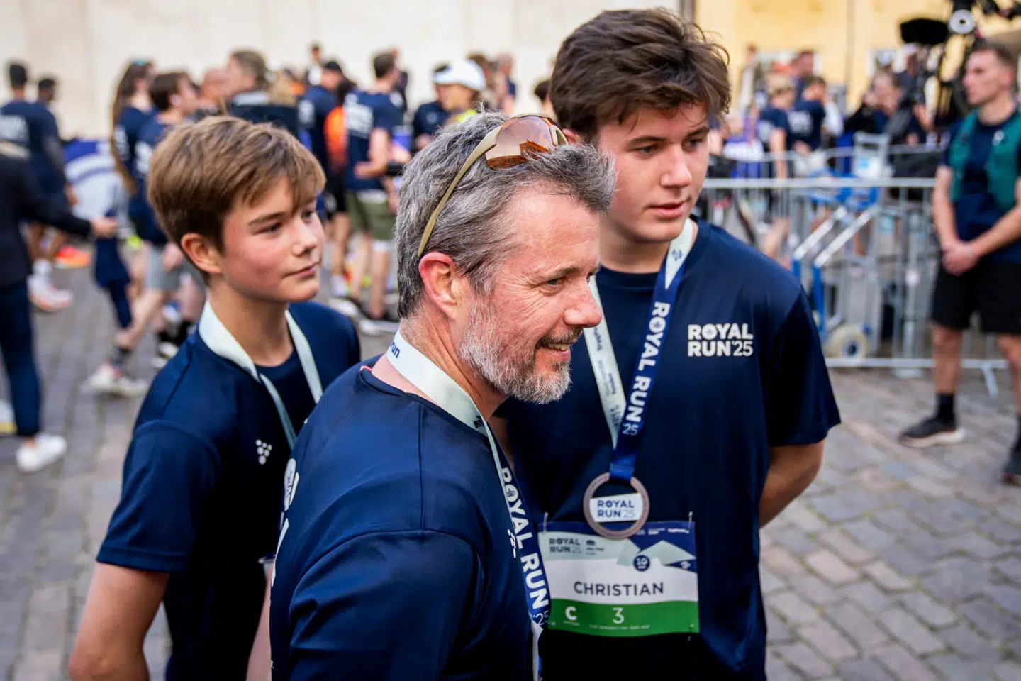Kong Frederik X, kronprins Christian og prins Vincent til Royal Run i København, mandag den 9. juni 2025.