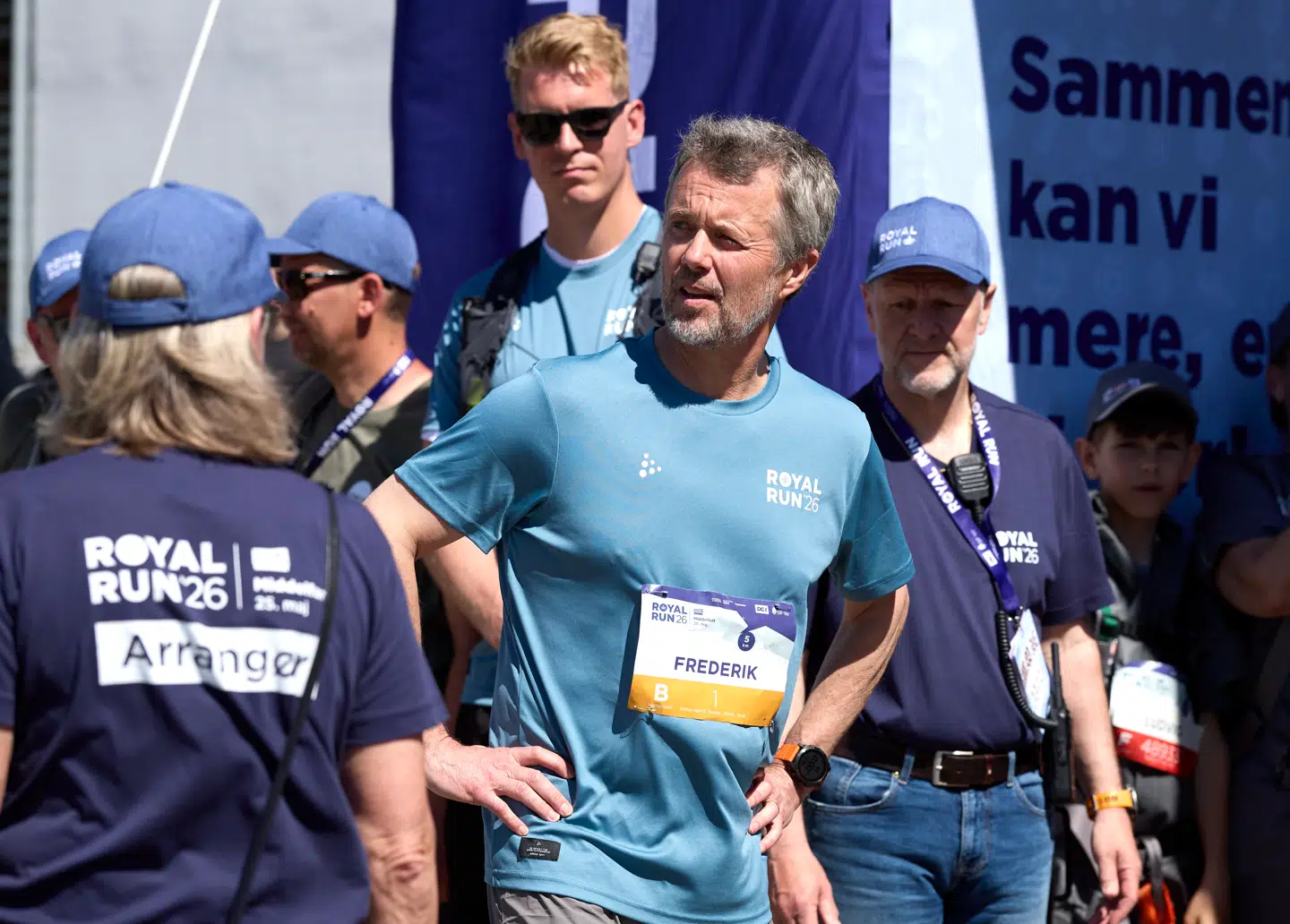 Kong Frederik X deltager i Royal Run i Middelfart, mandag den 25. maj 2026. Her er han inden starten. (Foto: Robert Wengler/Scanpix 2026)