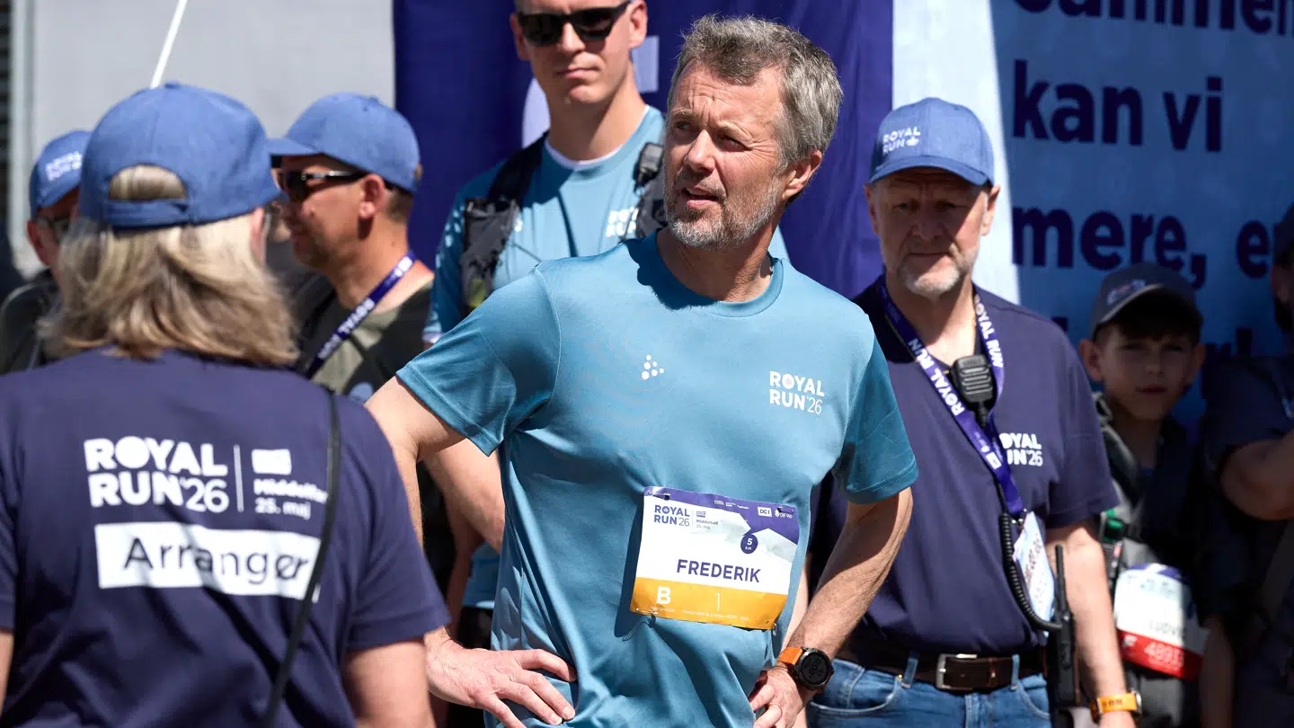 Kong Frederik løb for anden ud af tre gange i årets Royal Run i Middelfart, hvor den stod på 5 kilometer denne mandag den 25. maj 2026.