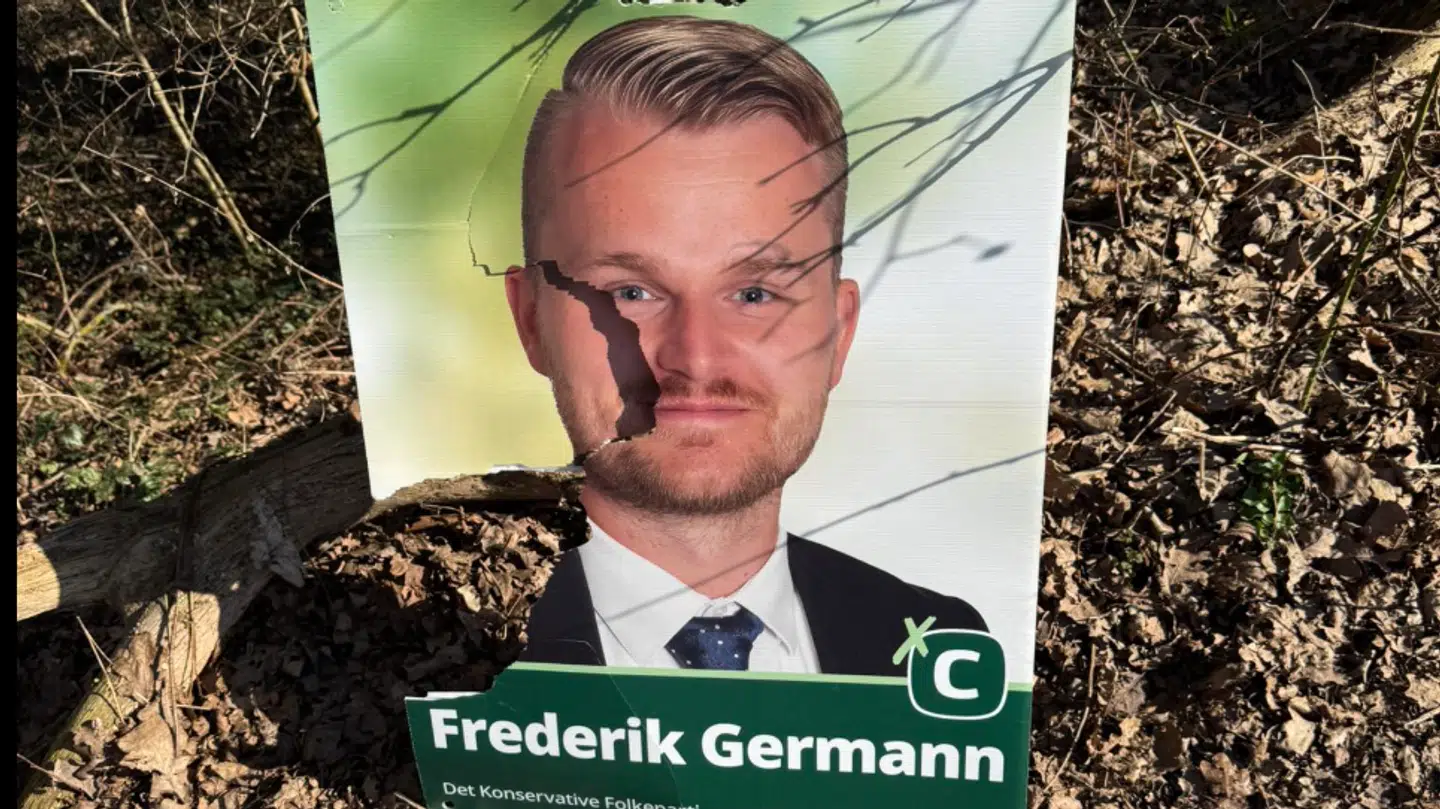 Her ses billedet af den omtalte valgplakat med byrådsmedlemmet Frederik Germann (K).