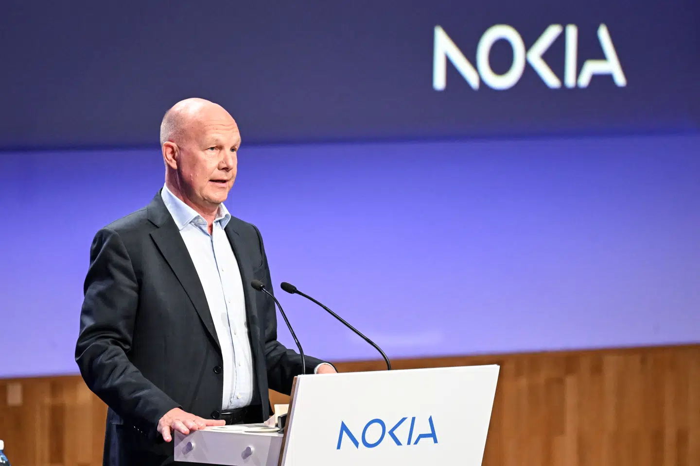 Bestyrelsesformanden hos Nokia er Timo Ihamuotila, der ses her tale på den årlige generalforsamling.