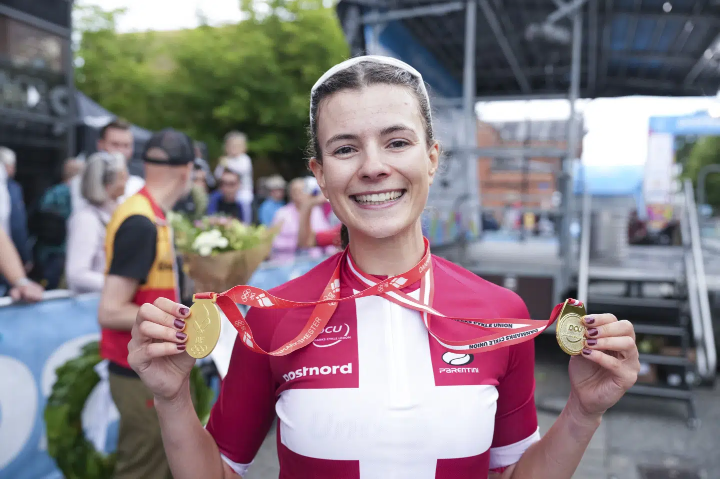 Rebecca Koerner under DM i Herning i 2024. Cykelrytteren har vundet DM-guld i linjeløb i 2023 og 2024 samt DM-guld i enkeltstart i 2025. I 2026 er hun blevet gravid. (Arkivfoto).