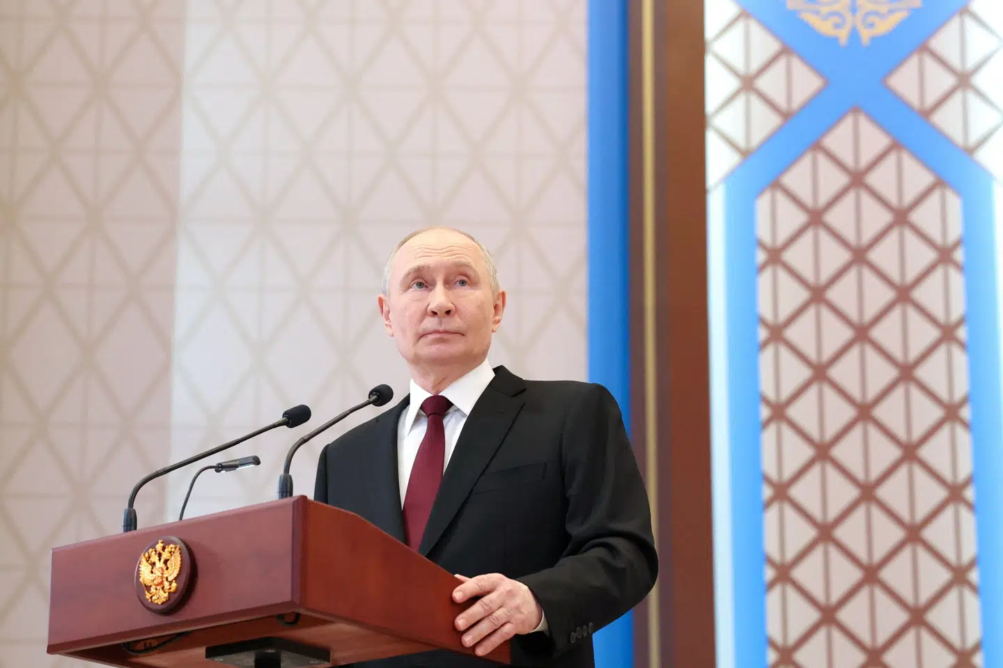 Den russiske præsident, Vladimir Putin, på et pressemøde i hovedstaden Astana i Kasakhstan.