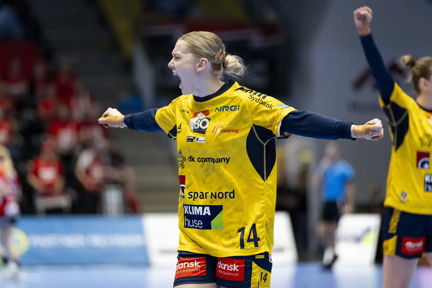 Ikast Håndbolds Emma Lindqvist scorede i de sidste sekunder af anden bronzekamp mod Nykøbing Falster Håndbold. (Arkivfoto).