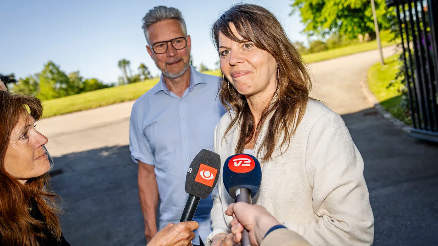 Franciska Rosenkilde (ALT) og Torsten Gejl (ALT) efter regeringsforhandlinger på Marienborg i Konges Lyngby.