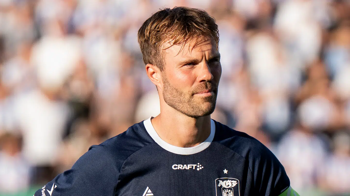 AGF's Patrick Mortensen Under 3F-Superliga kampen OB mod AGF i Superligaen på Nature Energy Park i Odense mandag den 18. august 2025.