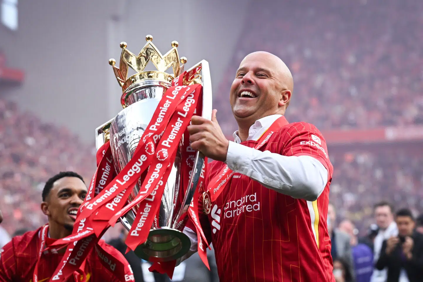 Arne Slot vandt det engelske mesterskab med Liverpool i sin første sæson som cheftræner, men holdet skuffede i den efterfølgende sæson, og han blev fyret. (Arkivfoto).