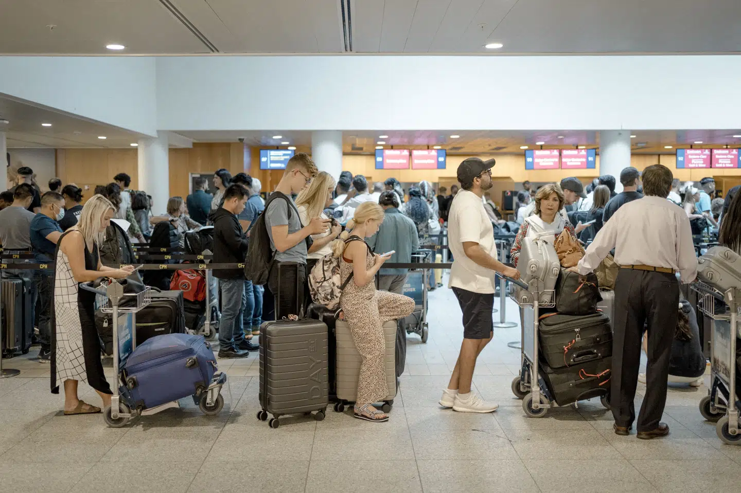Der var også travlt i Københavns Lufthavn i marts måned, hvor mere end tre millioner rejsende enten checkede ind eller ud. (Arkivfoto).