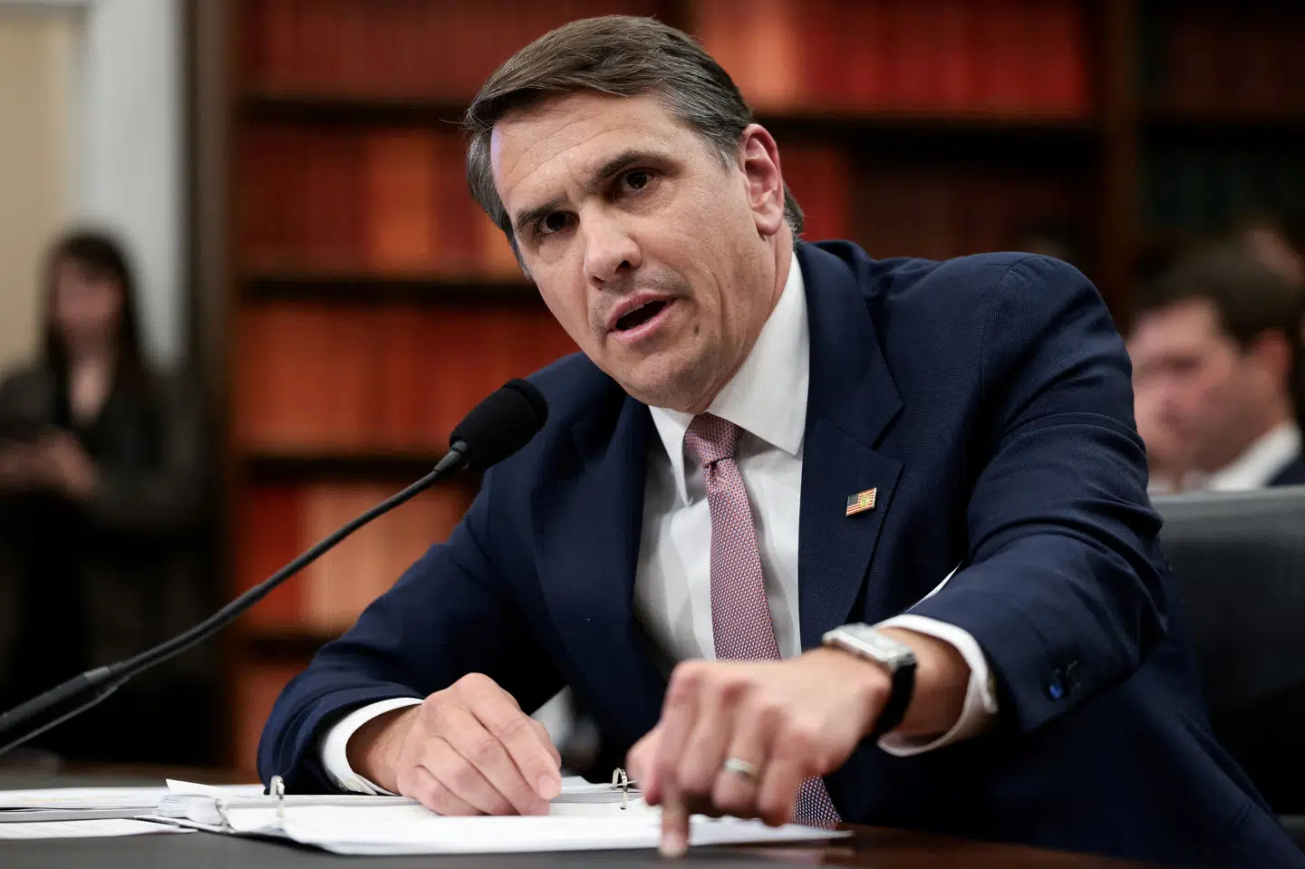 Fungerende justitsminister Todd Blanche ses i Washington D.C. tidligere på ugen. Ifølge CNN har han arbejdet hårdt for at bevise over for Trump, at han er den rigtige til at blive officielt nomineret til posten. (Arkivfoto).