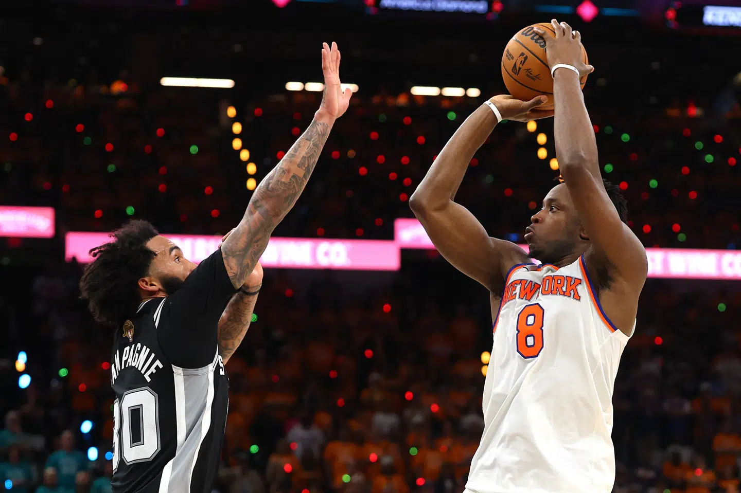Efter en tæt kamp trak New York Knicks natten til torsdag fra San Antonio Spurs og vandt den første kamp i NBA-finaleserien. Der spilles bedst af syv kampe. (Arkivfoto).