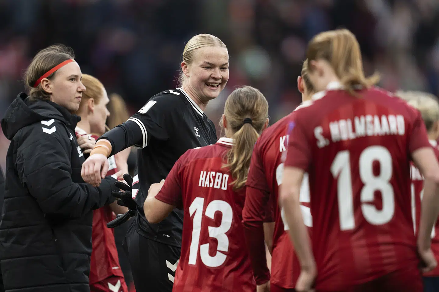 Danmarks Freja Thisgaard under VM-kvalifikationskampen i gruppe 1 i kvindefodbold mellem Danmark og Italien i Parken i København lørdag den 18. april 2026. (Foto: Claus Bech/Ritzau Scanpix)