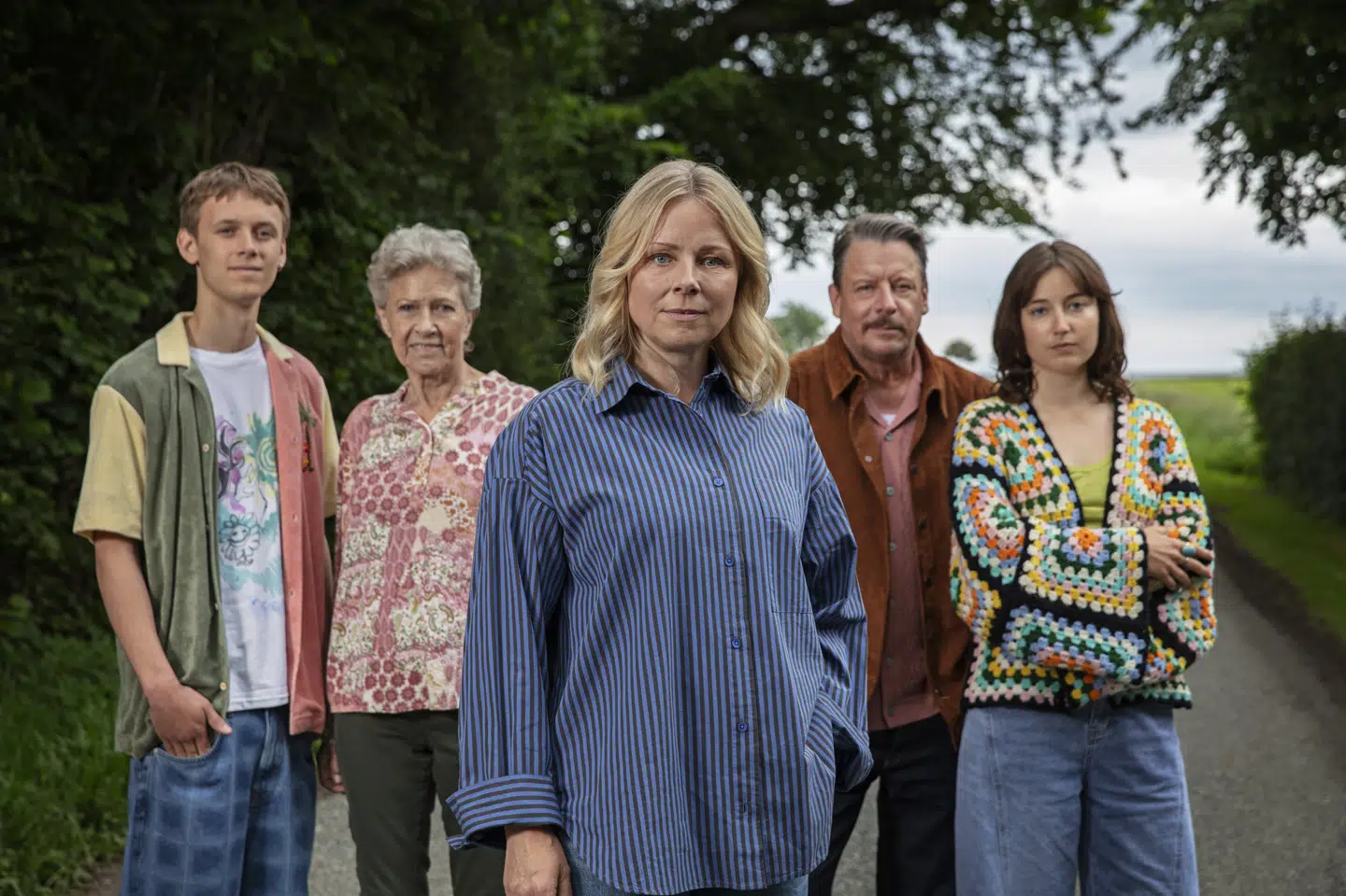 Carl Tange, Birthe Neumann, Lene Maria Christensen, Anders W. Berthelsen og Fanny Bornedal står i spidsen for anden sæson af "Danefæ" på TV 2. (PR-foto).