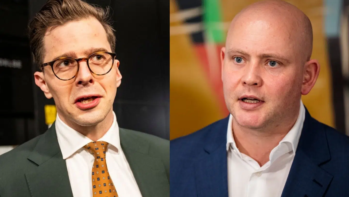 Alex Vanopslagh fra LA (tv.) og Jakob Engel-Schmidt fra Moderaterne (th.)