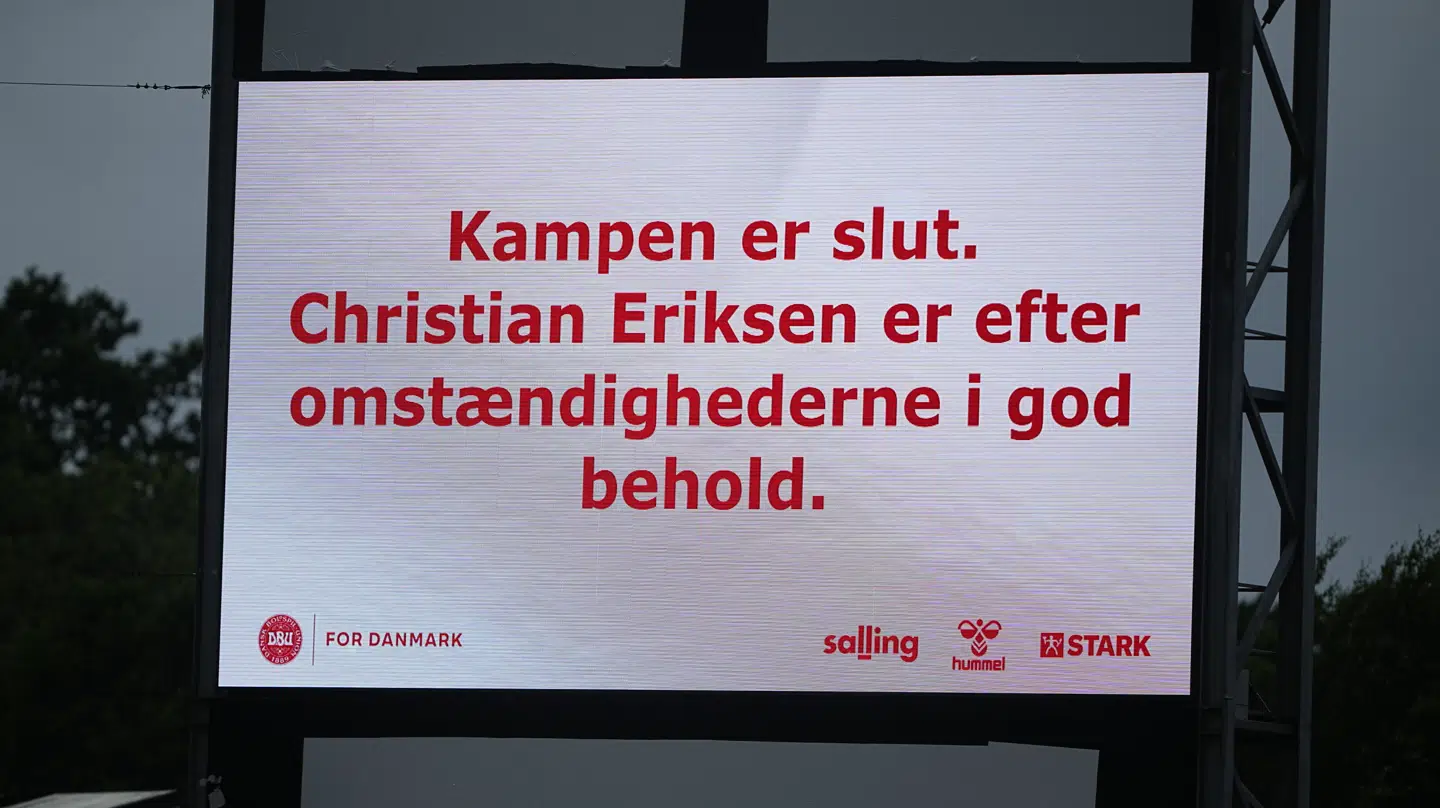 Fodboldlandskampen mellem Danmark og Ukraine på Odense Stadion blev afblæst efter Eriksens kollaps.