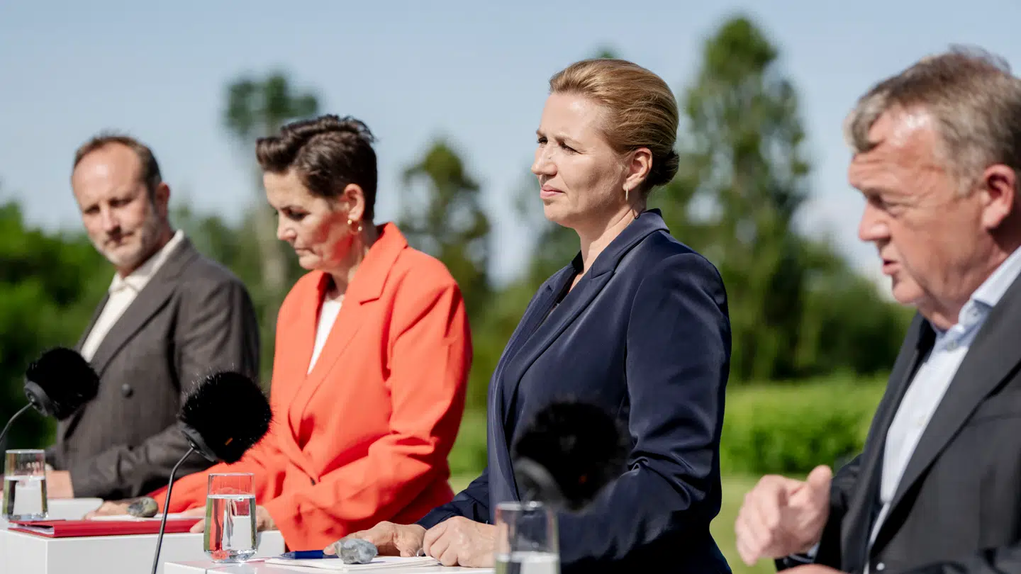 Mette Frederiksen (S), Pia Olsen Dyhr (SF), Lars Løkke Rasmussen (M) og Martin Lidegaard (RV) præsenterede det nye regeringsgrundlag tirsdag i sidste uge.