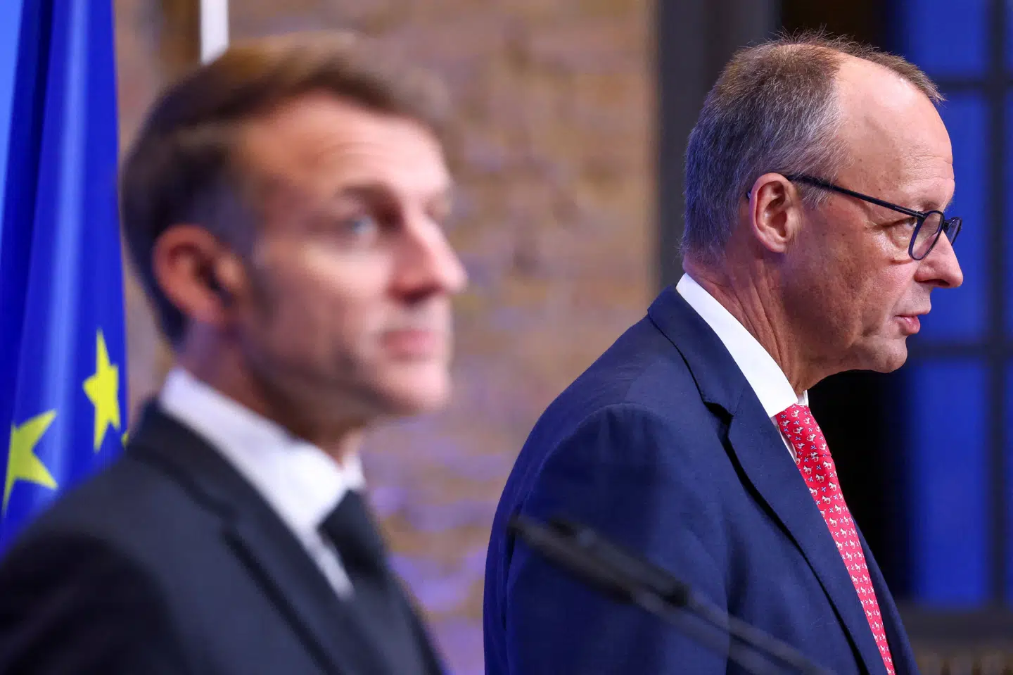 Den tyske forbundskansler, Friedrich Merz, og Frankrigs præsident, Emmanuel Macron. (Arkivfoto).