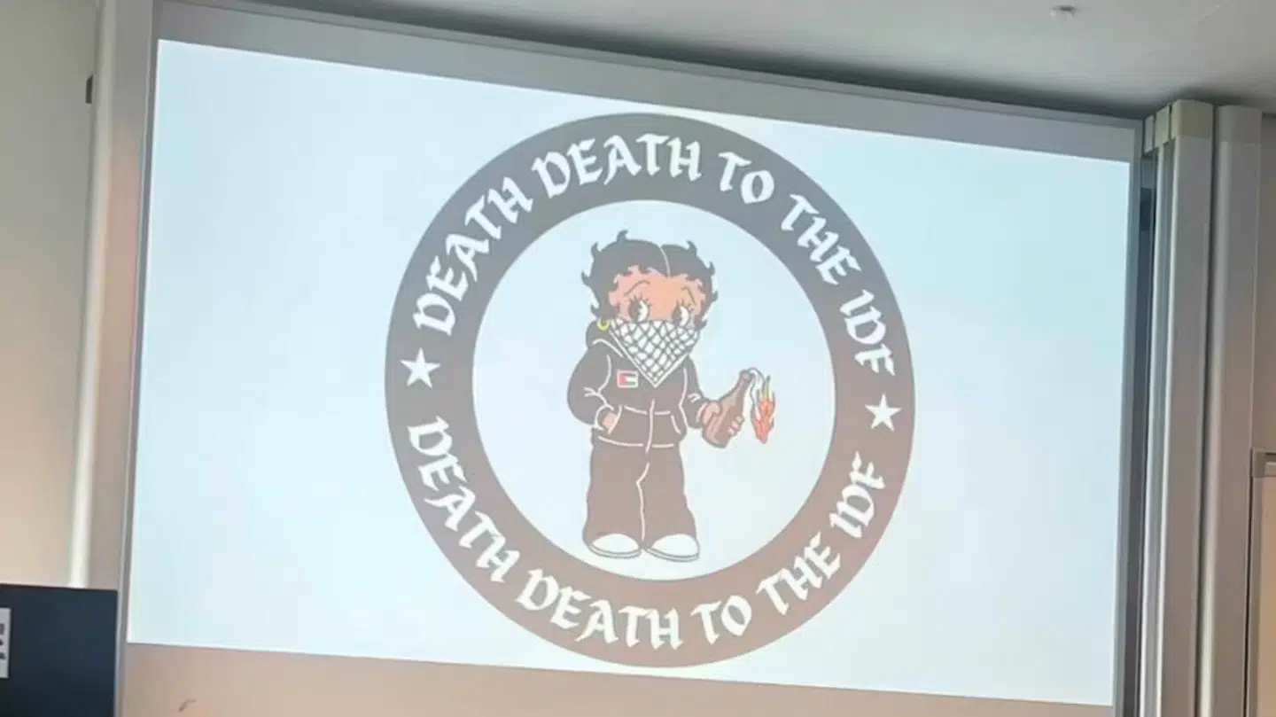 Sådan så det ud på en storskærm forud for en forlæsning på Københavns Universitet.