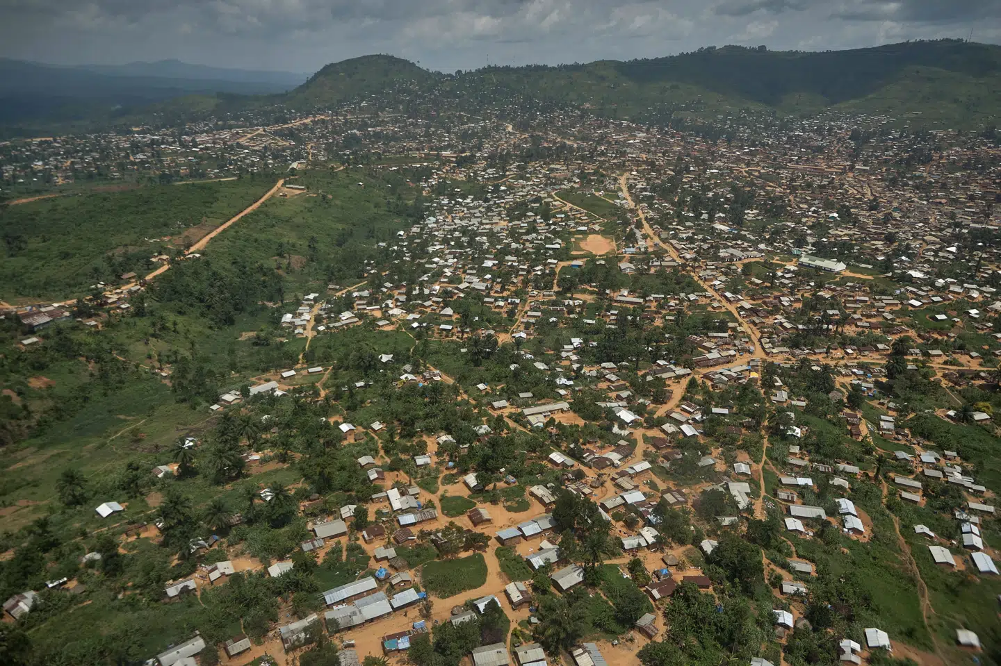 Luftfoto fra tirsdag taget fra en FN-helikopter viser område i Ituri-provinsen i DR Congo, som er ebolasmittes epicenter.