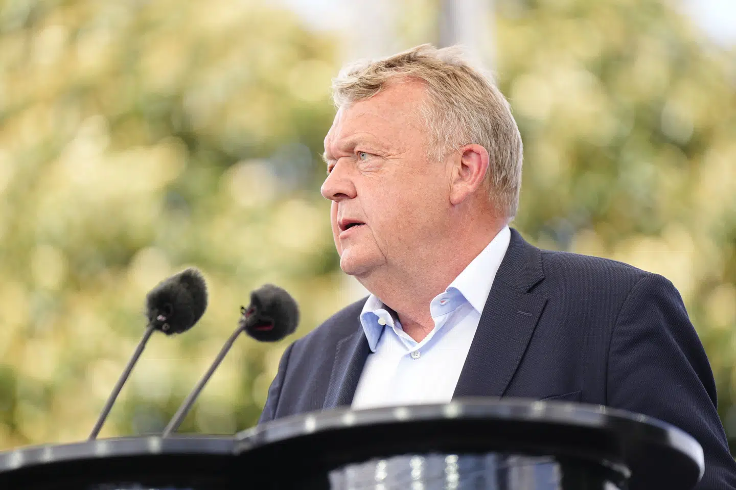 Udenrigsminister og politisk leder for Moderaterne Lars Løkke Rasmussen taler på Folkemødet i Allinge.