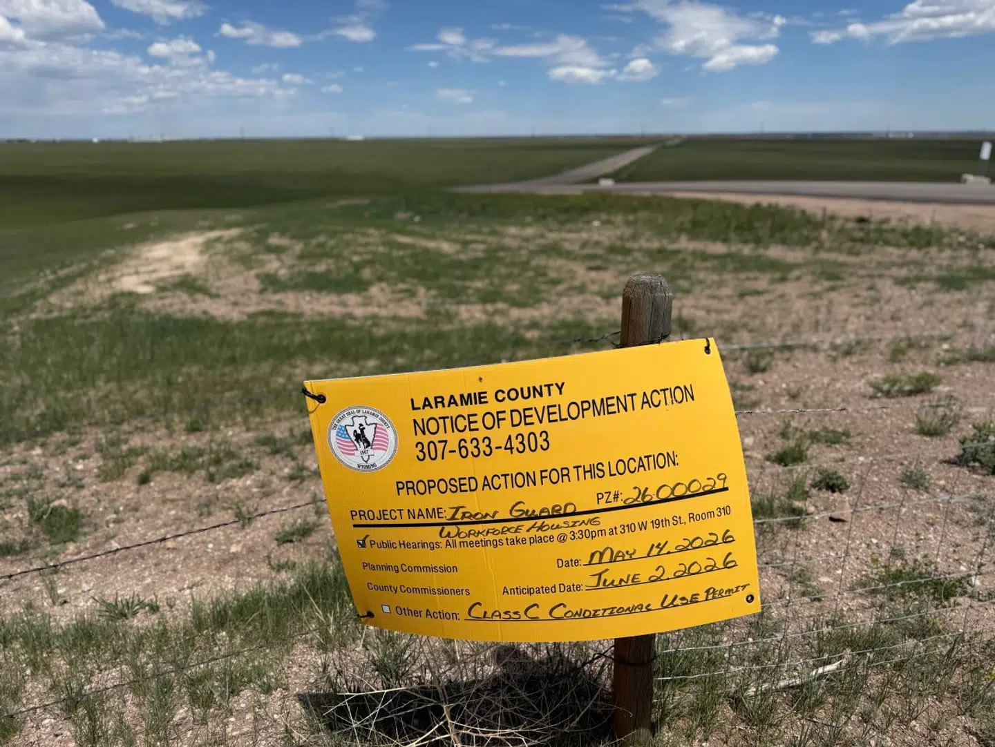 Et muligt sted for fremtidige arbejderboliger til op til 5.600 mennesker nær Cheyenne, Wyoming.