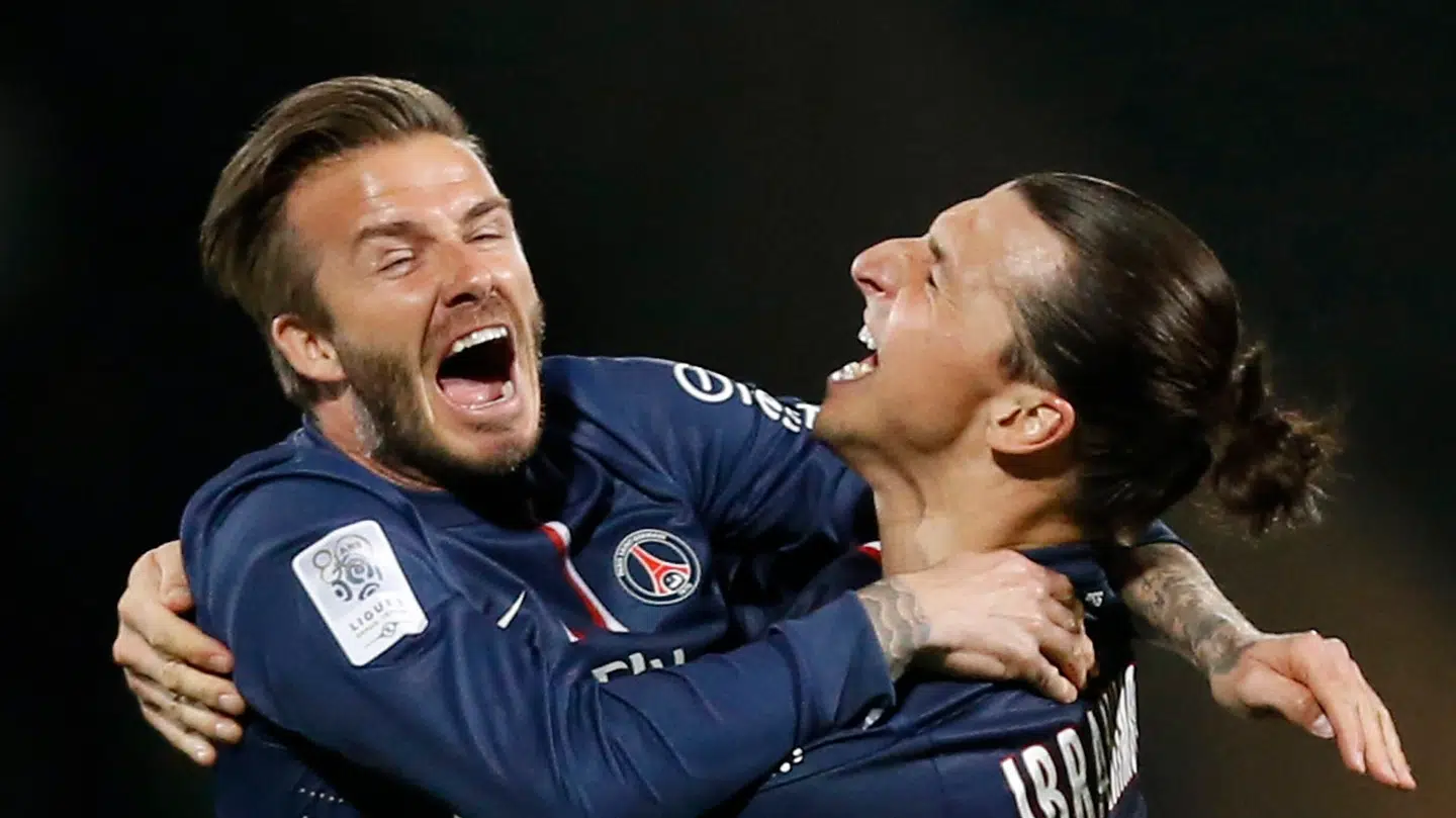 David Beckham og Zlatan Ibrahimovic tilbage i 2013, da de begge spillede for PSG.