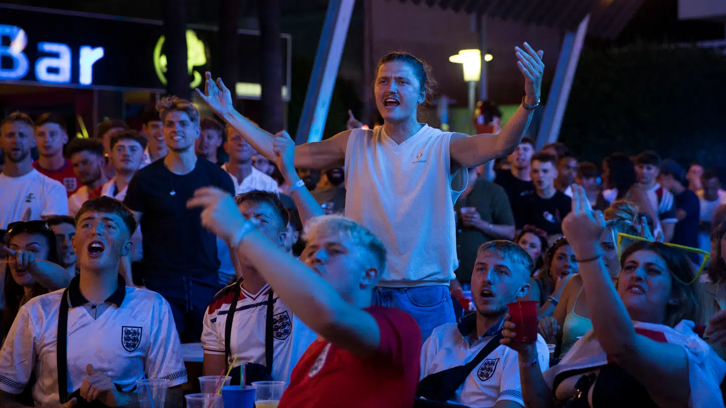 Sådan så det ud på en bar i Magaluf på Mallorca under EM-finalen i 2021, hvor England tabte til Italien efter straffespark.