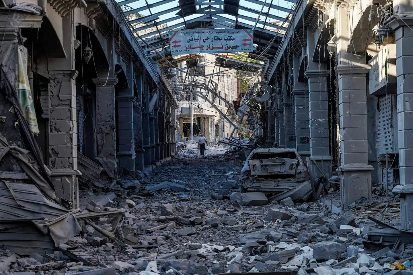Murbrokker i Nabatieh i Libanon, hvor Israel har udført angreb på det seneste. Netop Libanon kan være et stort stridspunkt i forhandlingerne mellem USA og Iran.