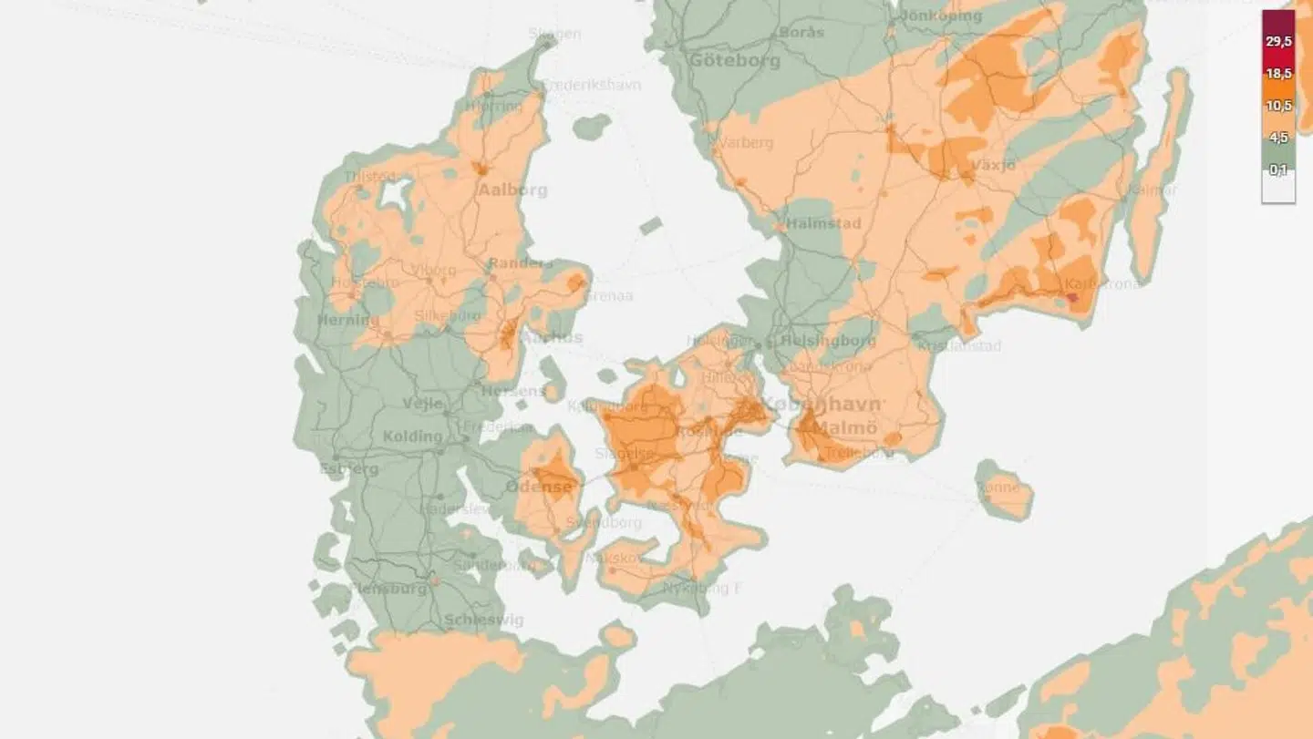 Sådan ser prognosen for risikoen for brandfare ud søndag klokken 14.