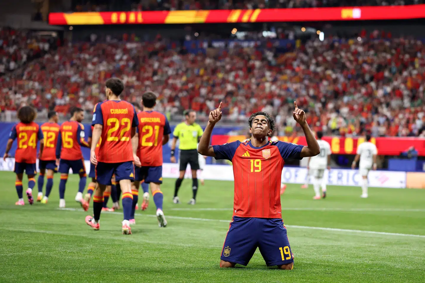 Lamine Yamal var på pletten efter ti minutter i Spaniens nedsabling af Saudi-Arabien.