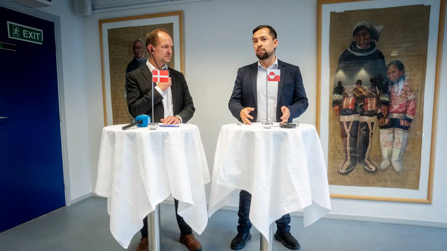 Múte B. Egede understreger, at Grønland på ingen måde ønsker at blive amerikansk. Det gør han til et pressemøde med forsvarsminister, Jeppe Bruus (S), i Nuuk mandag 22. juni.