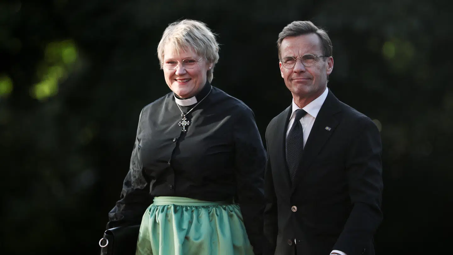 Den svenske statsminister Ulf Kristersson og hans kone Birgitta Ed. De er havnet i en 'møgsag' i Sverige.