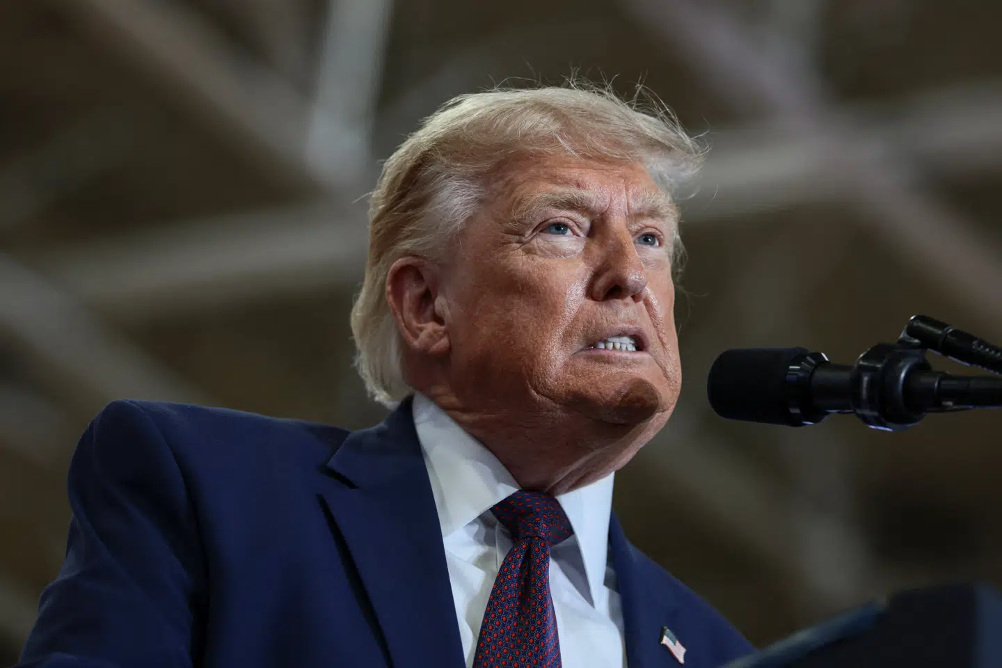Den amerikanske præsident, Donald Trump, ses her under en tale i Macungie i Pennsylvania den 23. juni.
