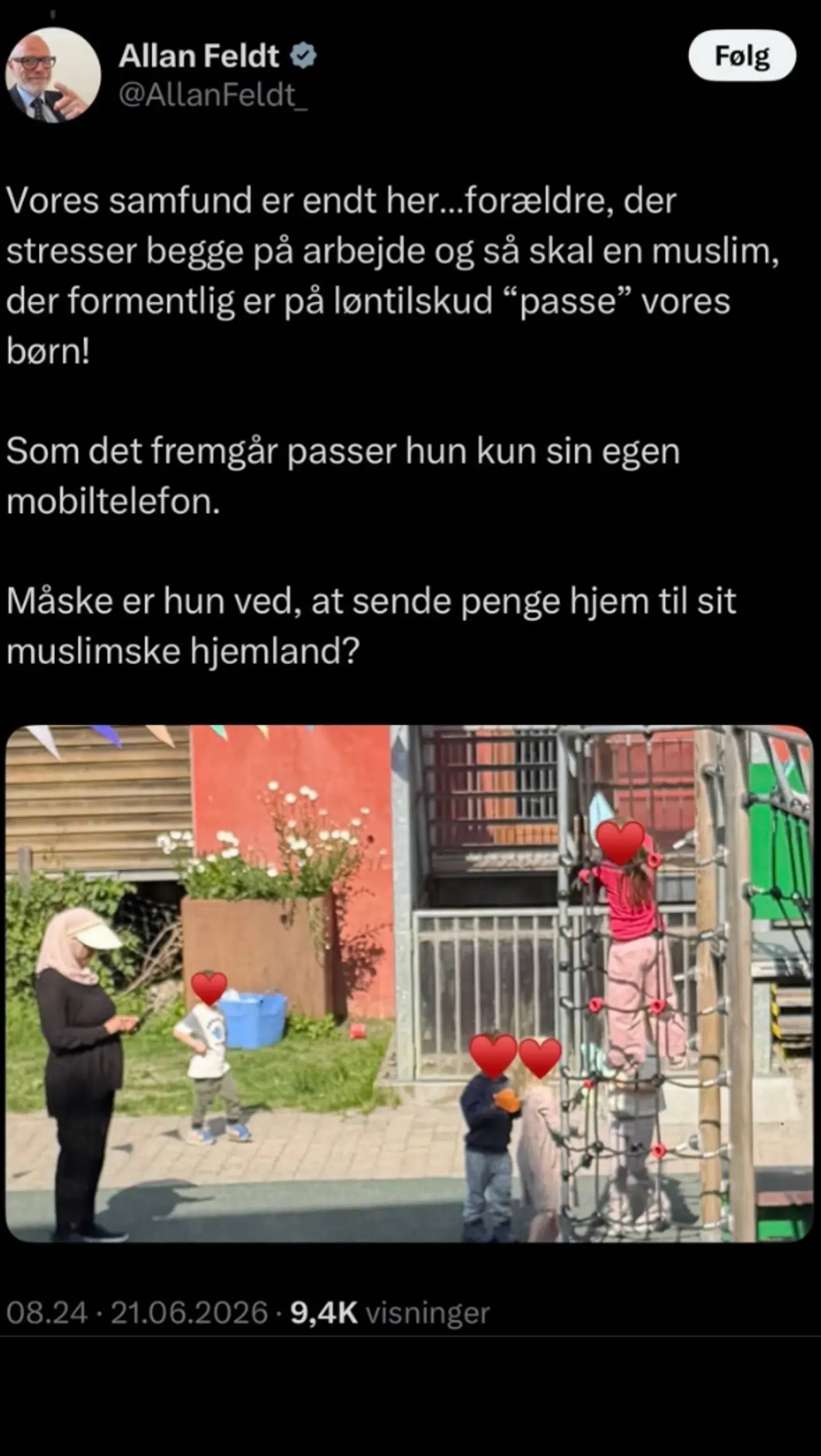 Sådan så Allan Feldts facebook opslag ud. Det er nu slettet.