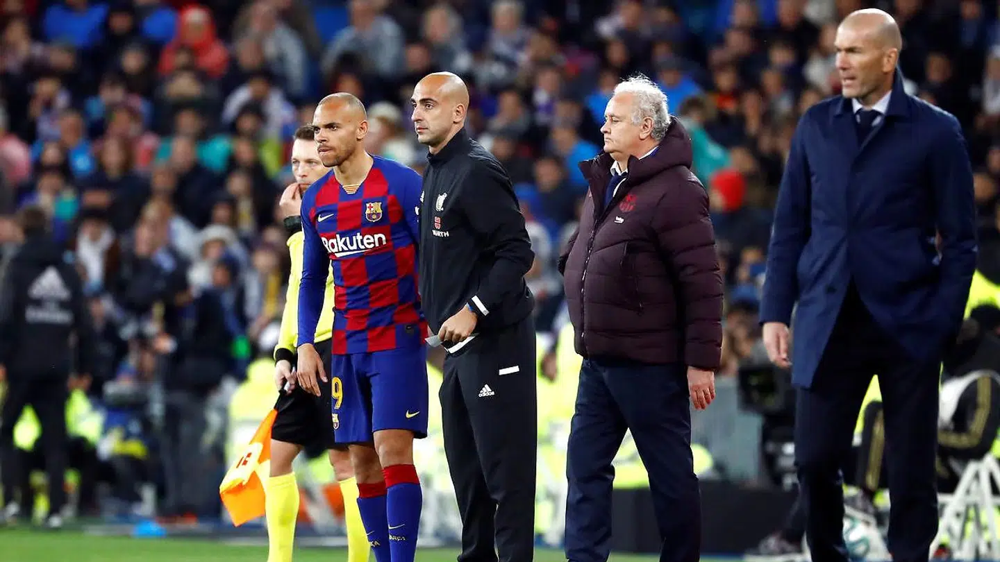 Danske Martin Braithwaite fik cirka 25 minutter på banen for Barcelona.