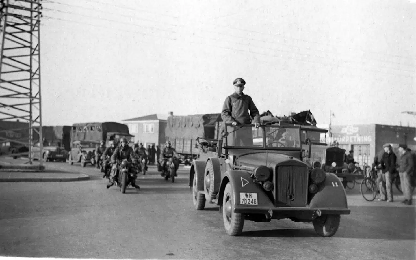 Tyske tropper på vej gennem Aabenraa den 9. april. Foto: Th. Christensen/Scanpix