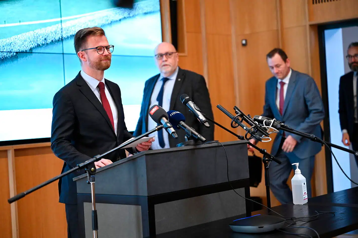 Doorstep om Femern Bælt-forbindelsen i Transport- og Boligministeriet i København, fredag den 24. april 2020.. (Foto: Philip Davali/Ritzau Scanpix)